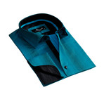 Reversible French Cuff Dress Shirt // Turquoise Blue (M)