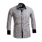 Reversible French Cuff Dress Shirt // White + Blue Paisley Print (M)
