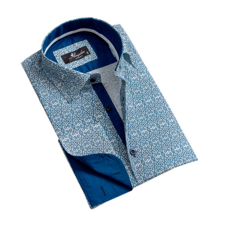 Amedeo Exclusive // Reversible Cuff French Cuff Dress Shirt I // White + Blue (S)