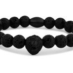 Regis Beaded Bracelet // Black + Black Lava (7")