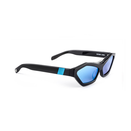Men's Solitaire 09 Sunglasses // Black + Blue Mirror