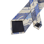 Leon Handcrafted Silk Tie // Tan + Blue