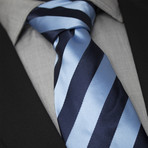 Amans Handcrafted Silk Tie // Light Blue + Navy