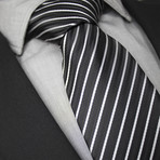 Zephir Handcrafted Silk Tie // Black + White Stripe