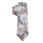 Swan Handcrafted Silk Tie // Silver + White