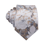 Swan Handcrafted Silk Tie // Silver + White