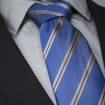 Loucas Handcrafted Silk Tie // Blue + Silver