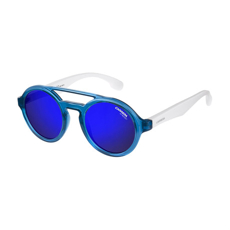 Carrera // Men's Carrerino 19 0Wwk Sunglasses // White + Blue + Blue Sky Mirror