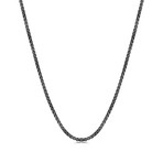Solid Sterling Silver Round Box Chain Necklace // 2.5mm // Black (20")