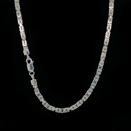 Sterling Silver Square Byzantine Chain Necklace // 4mm