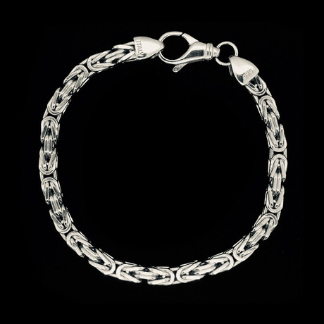 925 Solid Sterling Silver Square Byzantine Chain Bracelet // 5mm - Best