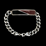 Sterling Silver Cuban ID Bracelet // 12.5mm // Black Onyx + Tiger Eye