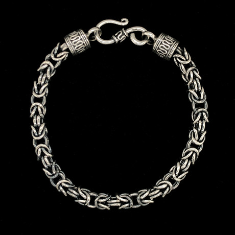 Solid Sterling Silver Oxidized Byzantine Bracelet // 5.5mm