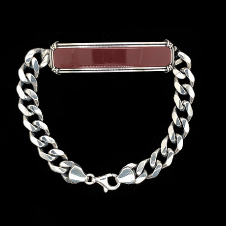 Sterling Silver Cuban ID Bracelet // 12.5mm // Tiger Eye