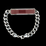 Sterling Silver Cuban ID Bracelet // 12.5mm // Tiger Eye