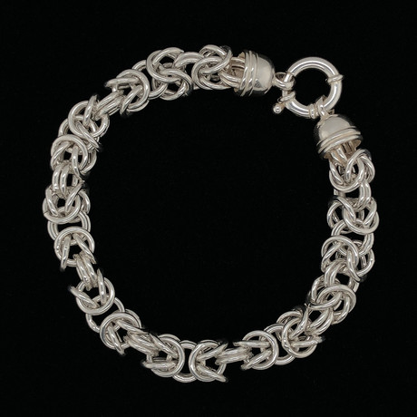 Solid Sterling Silver Open Byzantine Chain Bracelet // 9mm