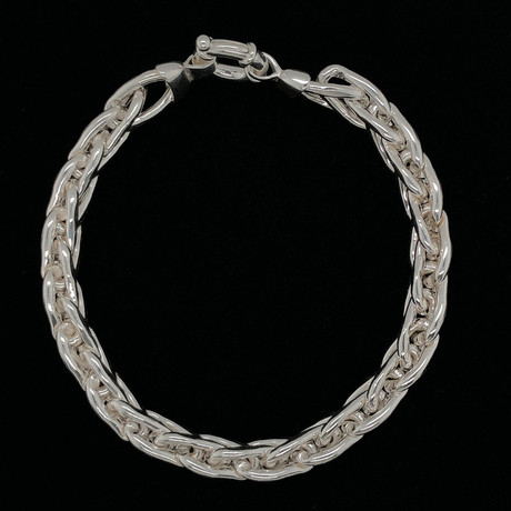 Solid Sterling Silver Franco Chain Bracelet // 9mm
