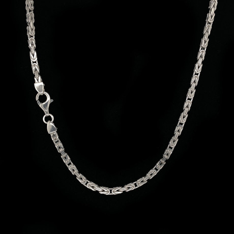 925 Solid Sterling Silver Square Byzantine Chain Necklace // 3mm (22"L // 31.7g)
