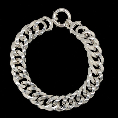Solid Sterling Silver Rombo Chain Bracelet // 12mm