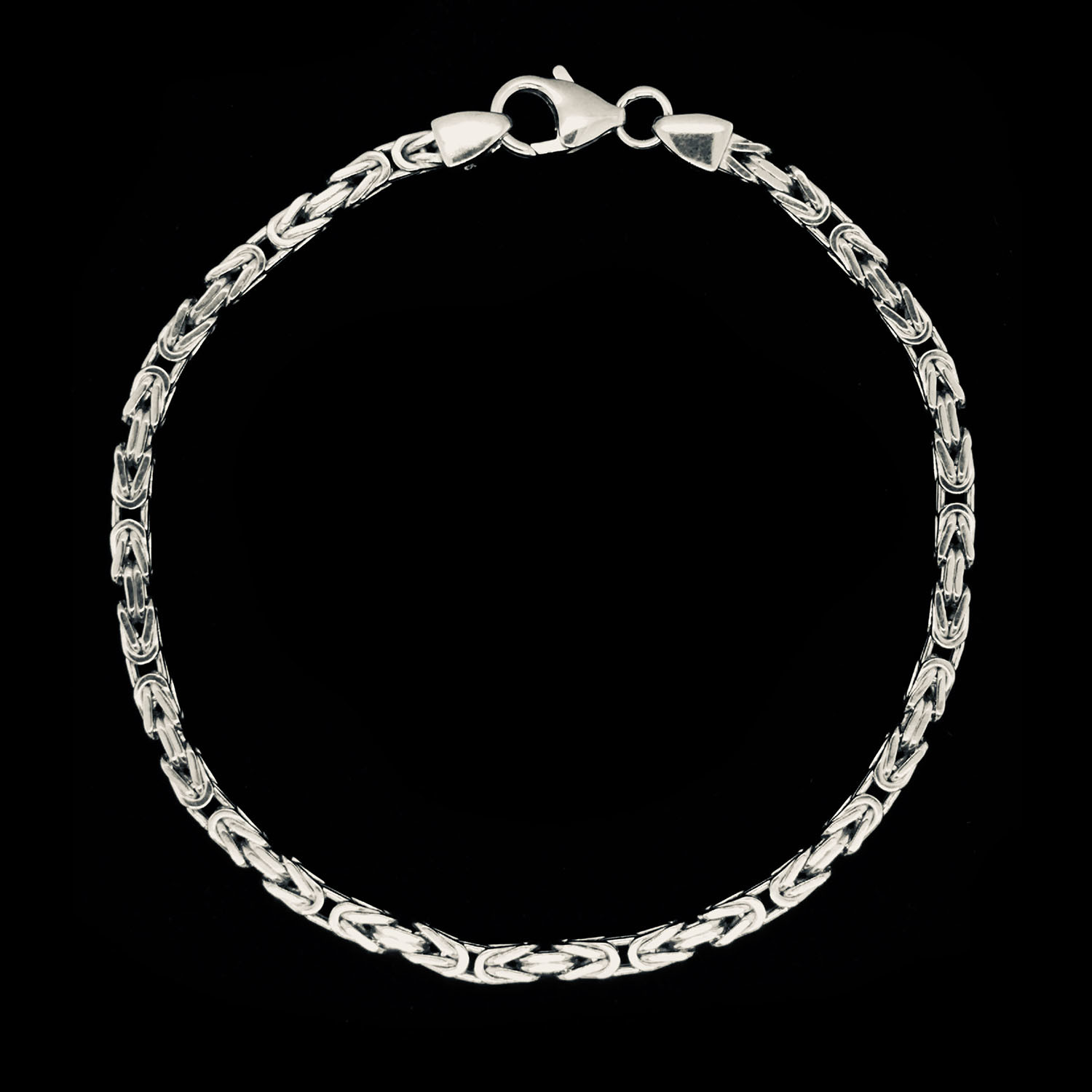 925 Solid Sterling Silver Square Byzantine Chain Bracelet // 8.5