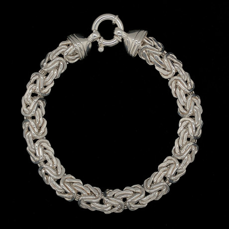 Solid Sterling Silver Three-Sided Byzantine Chain Bracelet // 10mm