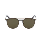 Salvatore Ferragamo // Men's Modern Aviator Sunglasses // Matte Olive + Green