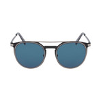 Salvatore Ferragamo // Men's Modern Aviator Sunglasses // Matte Black + Blue