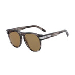 Salvatore Ferragamo // Men's Classic Sunglasses // Striped Gray + Brown