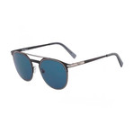 Salvatore Ferragamo // Men's Modern Aviator Sunglasses // Matte Black + Blue