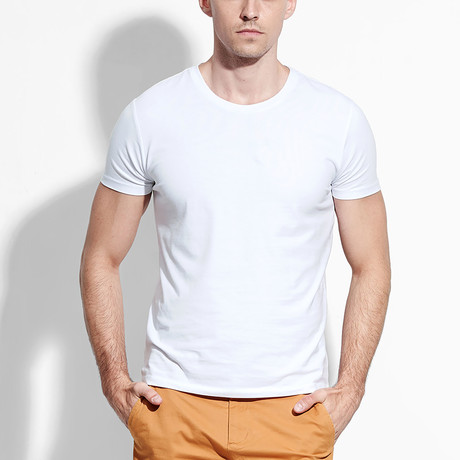 Round Neck Slim Fit Tee // White (XS)