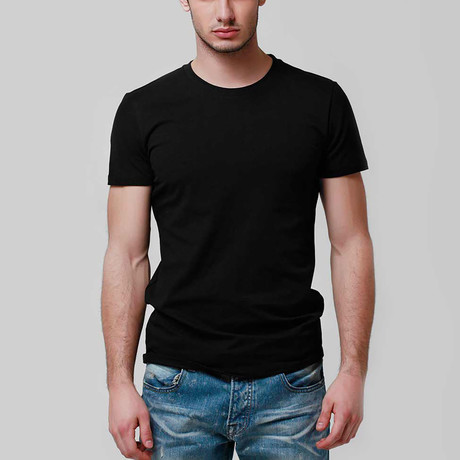 Round Neck Slim Fit Tee // Black (XS)