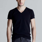 V Neck Slim Fit Tee // Black (XS)