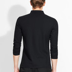 Cotton Gent // Regular Fit Long Sleeved Polo // Black (XS)