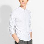 Cotton Gent // Regular Fit Long Sleeved Polo // White (S)