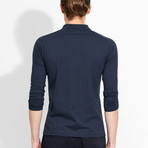 Minimalist // Slim Fit Long Sleeved Polo // Navy (XS)