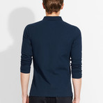 Cotton Gent // Regular Fit Long Sleeved Polo // Navy (2XL)