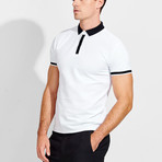 Edgy Contrast Polo // White (XL)