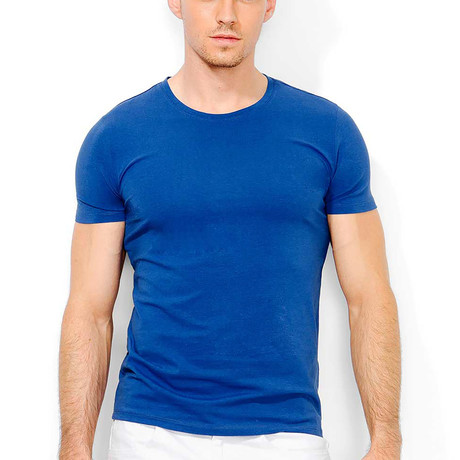 Round Neck Slim Fit Tee // Royal Blue (XS)