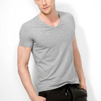 V Neck Slim Fit Tee // Grey (S)