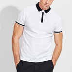 Edgy Contrast Polo // White (XL)