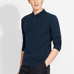 Cotton Gent // Regular Fit Long Sleeved Polo // Navy (2XL)