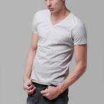 V Neck Slim Fit Tee // Light Grey (XL)