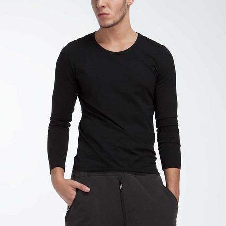 Crew Neck Long Sleeve Tee // Black (XS)