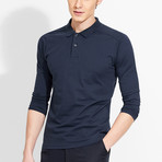 Minimalist // Slim Fit Long Sleeved Polo // Navy (XS)