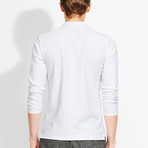 Cotton Gent // Regular Fit Long Sleeved Polo // White (S)