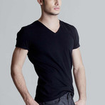 V Neck Slim Fit Tee // Black (XS)