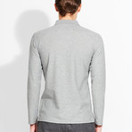 Cotton Gent // Regular Fit Long Sleeved Polo // Grey (L)