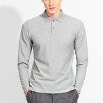 Cotton Gent // Regular Fit Long Sleeved Polo // Grey (L)