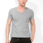 V Neck Slim Fit Tee // Grey (S)