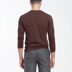 V-Neck Long Sleeve Tee // Brown (S)